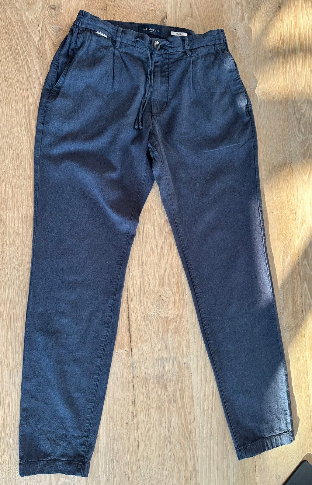 Mr Marvis blauwe linnen broek W30 L32, Verzenden, Zo goed als nieuw, Blauw