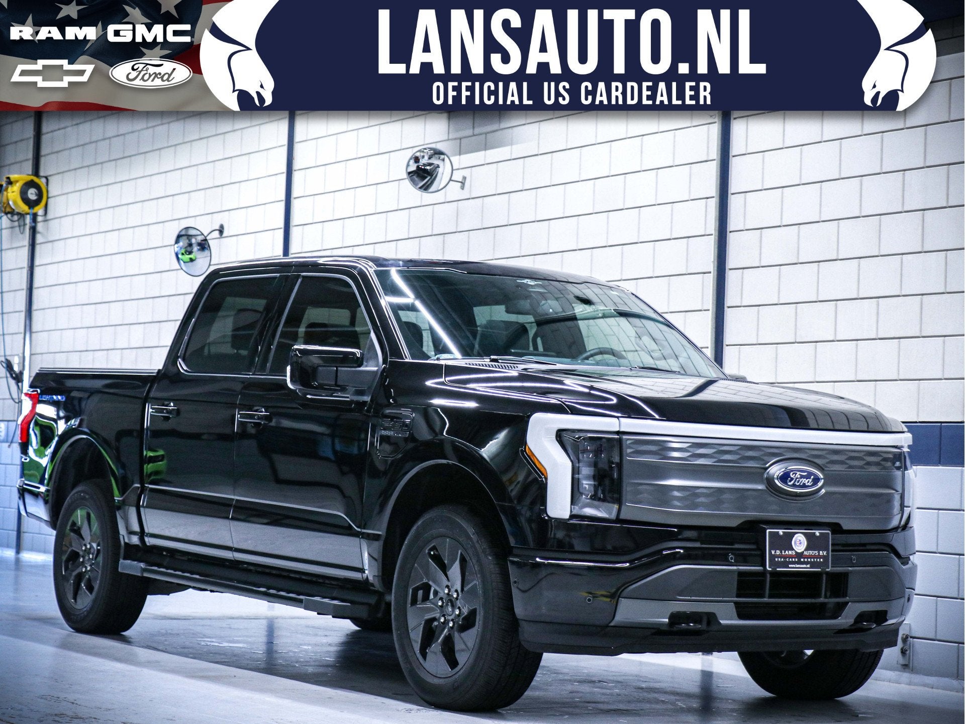 Ford Lightning Lariat Extended Range | 514 km. range Extende, Auto's, Automaat, Zwart, Zwart, Leder
