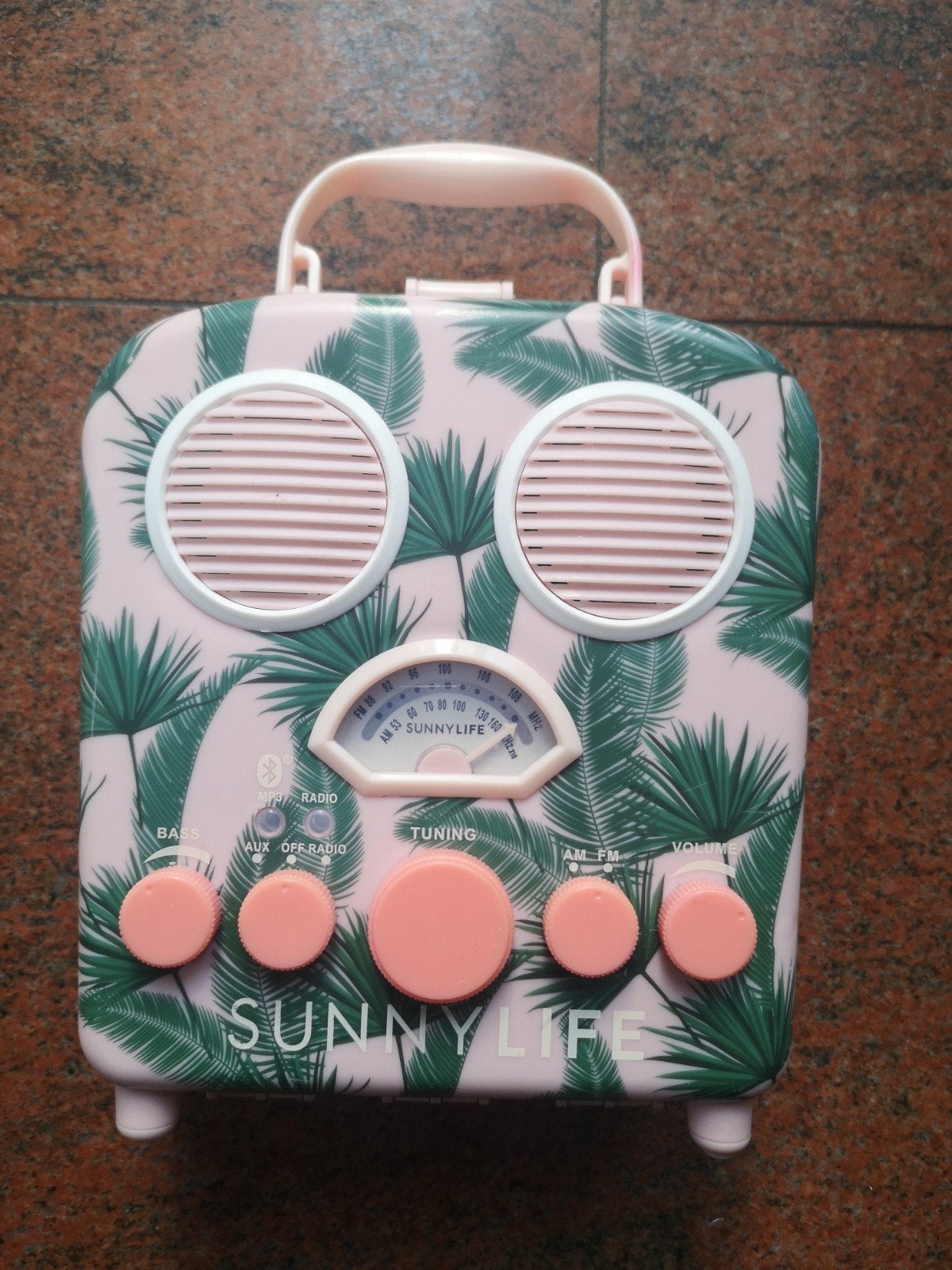 SUNNYLIFE Beach Sounds Speaker Box Radio - Roze/Groen, Audio, Tv en Foto, Ophalen, Zo goed als nieuw, Radio