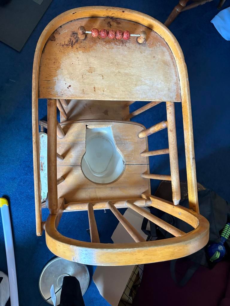 Ouderwetse antieke brocante  kinderstoel met po, Ophalen, Gebruikt, Overige typen