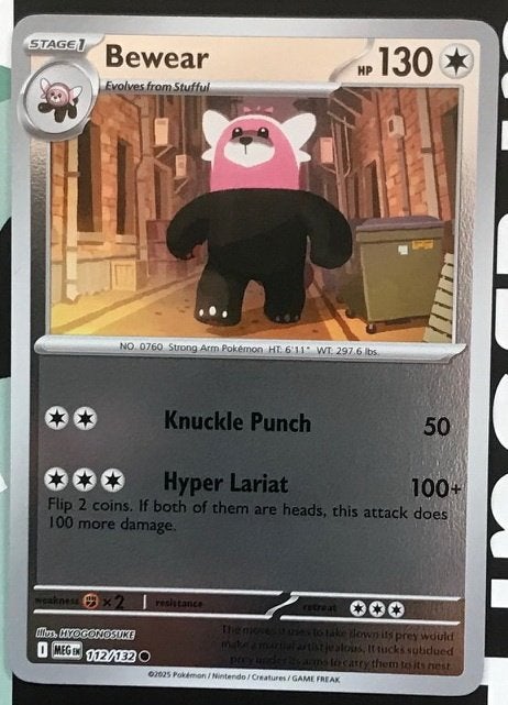 Pokemon - Bewear (MEG 112) - Reverse holo.., Ophalen of Verzenden, Nieuw, Losse kaart, Foil