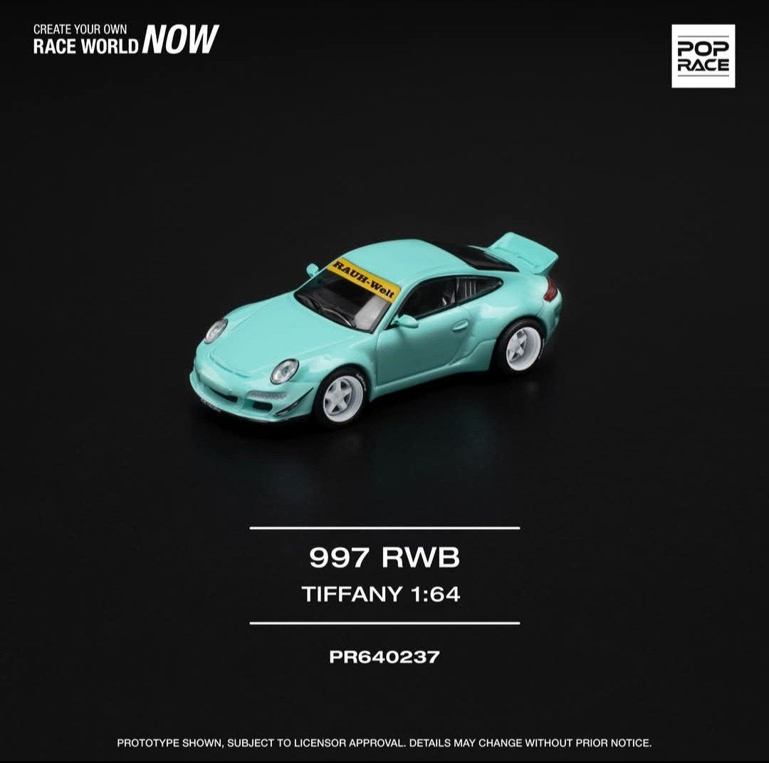 Pop Race – RWB 997, Tiffany blue, Hobby en Vrije tijd, Mymodelcar@outlook.com, Auto, Ophalen of Verzenden, Pop Race
