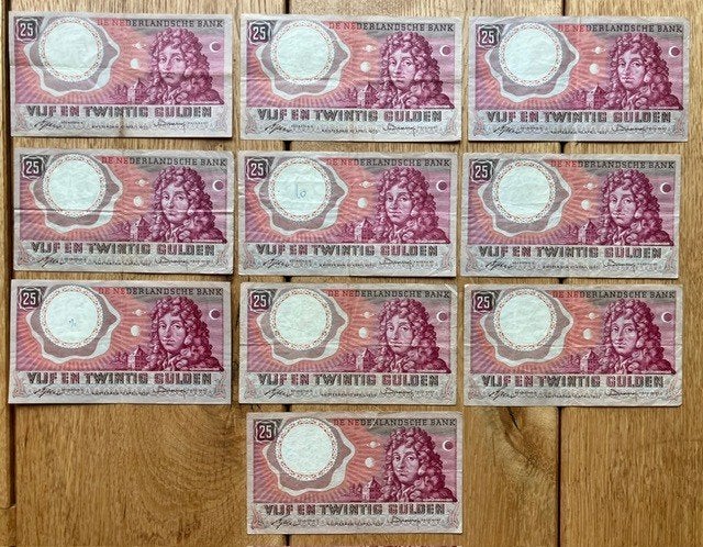 10 x 25 gulden 1955 Huygens, Ophalen, 25 gulden, Setje