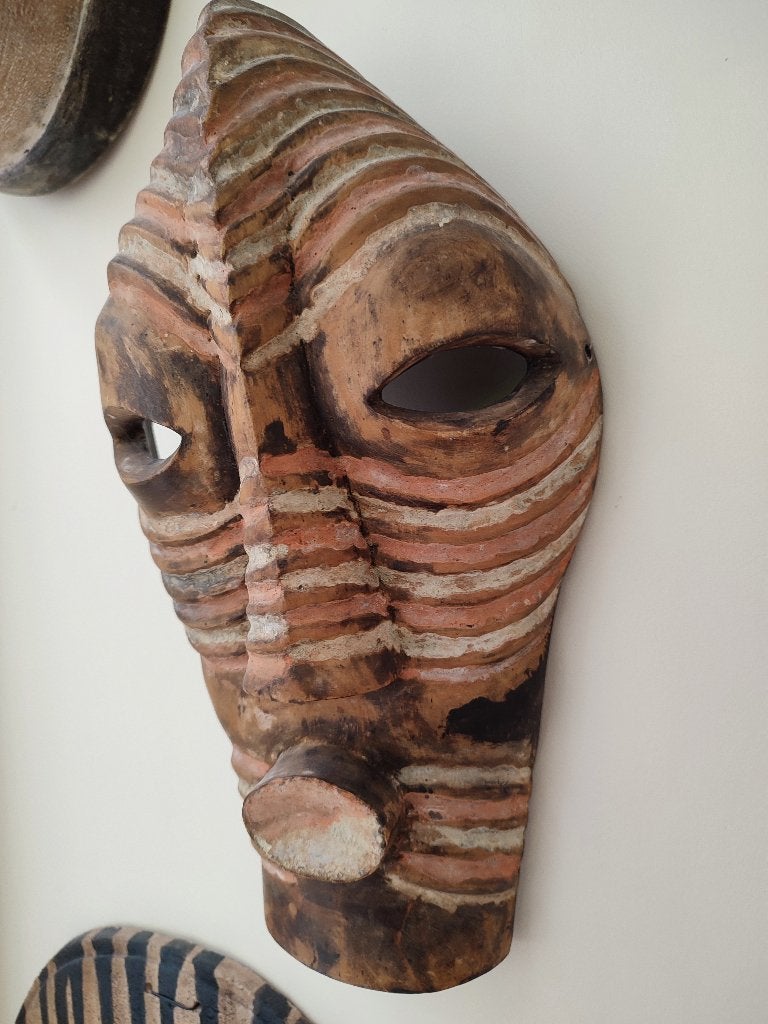 Congo (DRC) Songye kifwebe-masker, Antiek en Kunst, Kunst | Niet-Westerse kunst, Bruin, 37 cm, Handgemaakt, Ritueel object