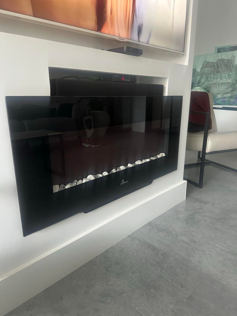 Elektrische haard Livin' Flame met afstandsbediening, Ophalen, Zo goed als nieuw, Inbouwhaard, Elektrische haard