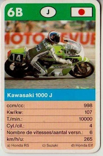 Kw1101 motorkaartje 6b kawasaki 1000 j, Ophalen of Verzenden, Zo goed als nieuw, Motoren