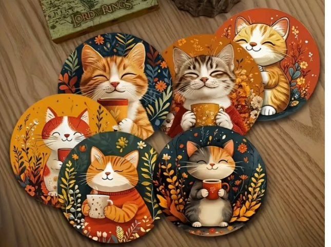 Onderzetters met Katten afbeeldingen, Ophalen of Verzenden, Nieuw, Glas of Kopje