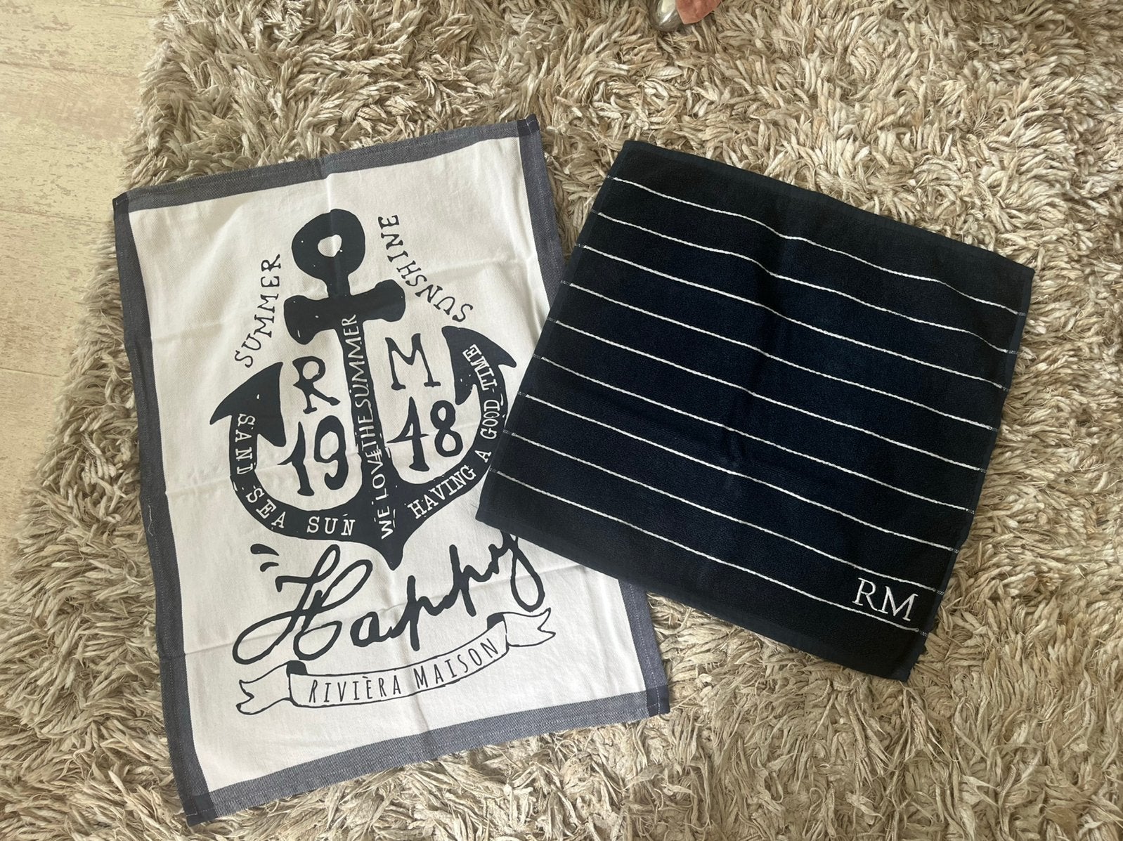 Te koop: Rivièra Maison thee- en handdoek set maritiem/anker, Huis en Inrichting, Keuken | Textiel, Ophalen of Verzenden, Nieuw