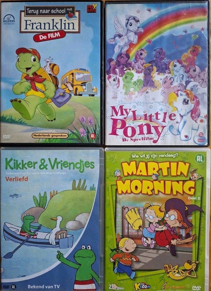 Kinder-DVD's 2,50 euro per stuk, Cd's en Dvd's, Gebruikt, Animatie, Alle leeftijden, Box/collectie