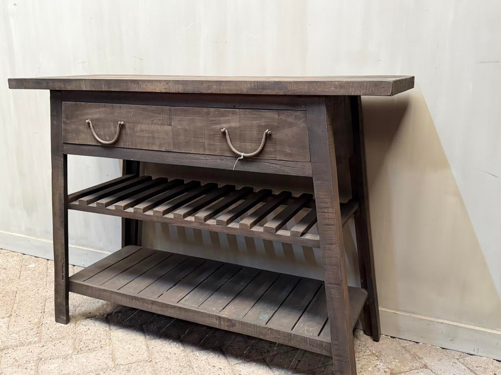 Sidetable met schap en lade stoer sober lamdelijk wonen, Ophalen, Nieuw, Nvt, Nvt