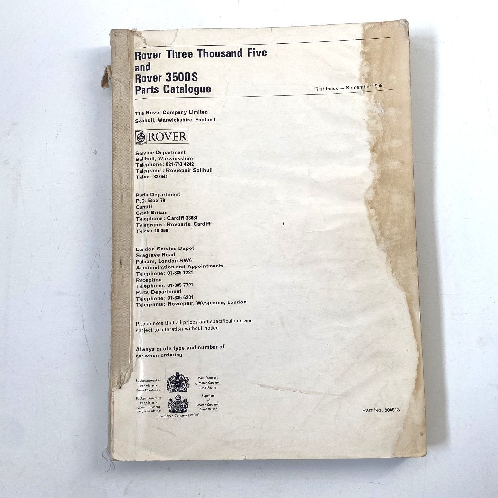 Rover 3500 parts catalogue 1969, Verzenden, Gelezen, Overige merken
