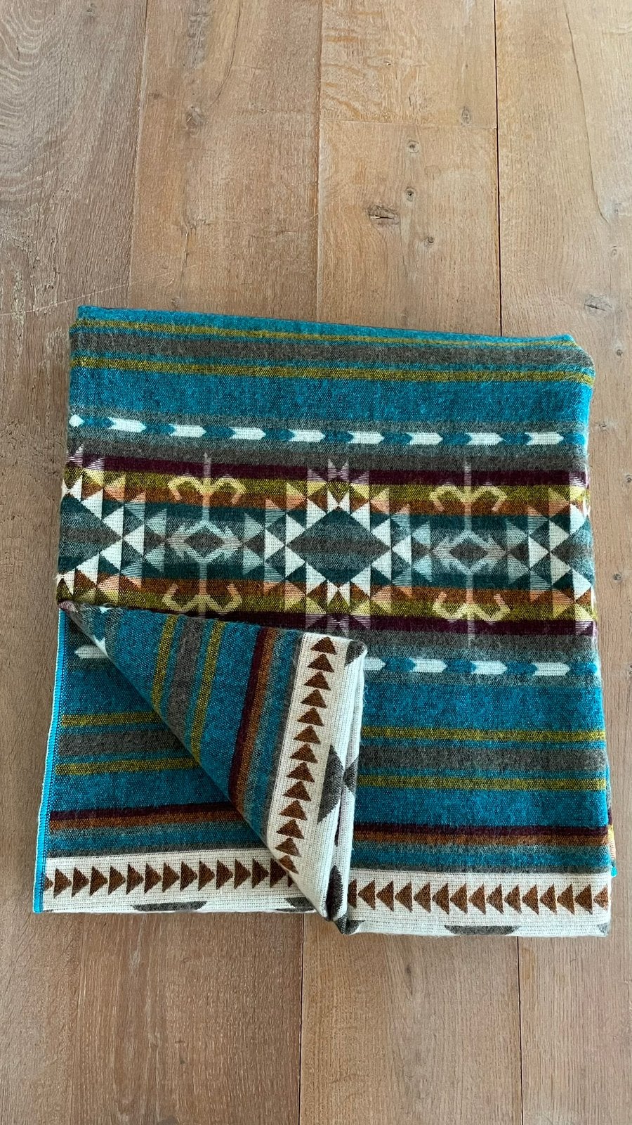 Kleurrijke alpaca wolmix plaid XL dubbelzijdig boho stijl, Verzenden, Wol, Nieuw, Plaid