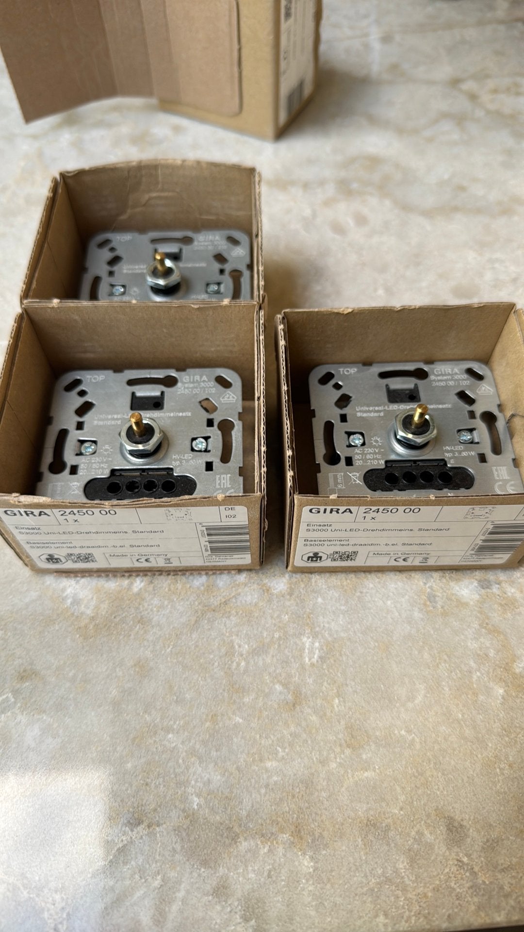 3x Gira Systeem 3000 - Dimmer 245000 Druk/draai, Ophalen of Verzenden, Nieuw, Gira, Dimmer