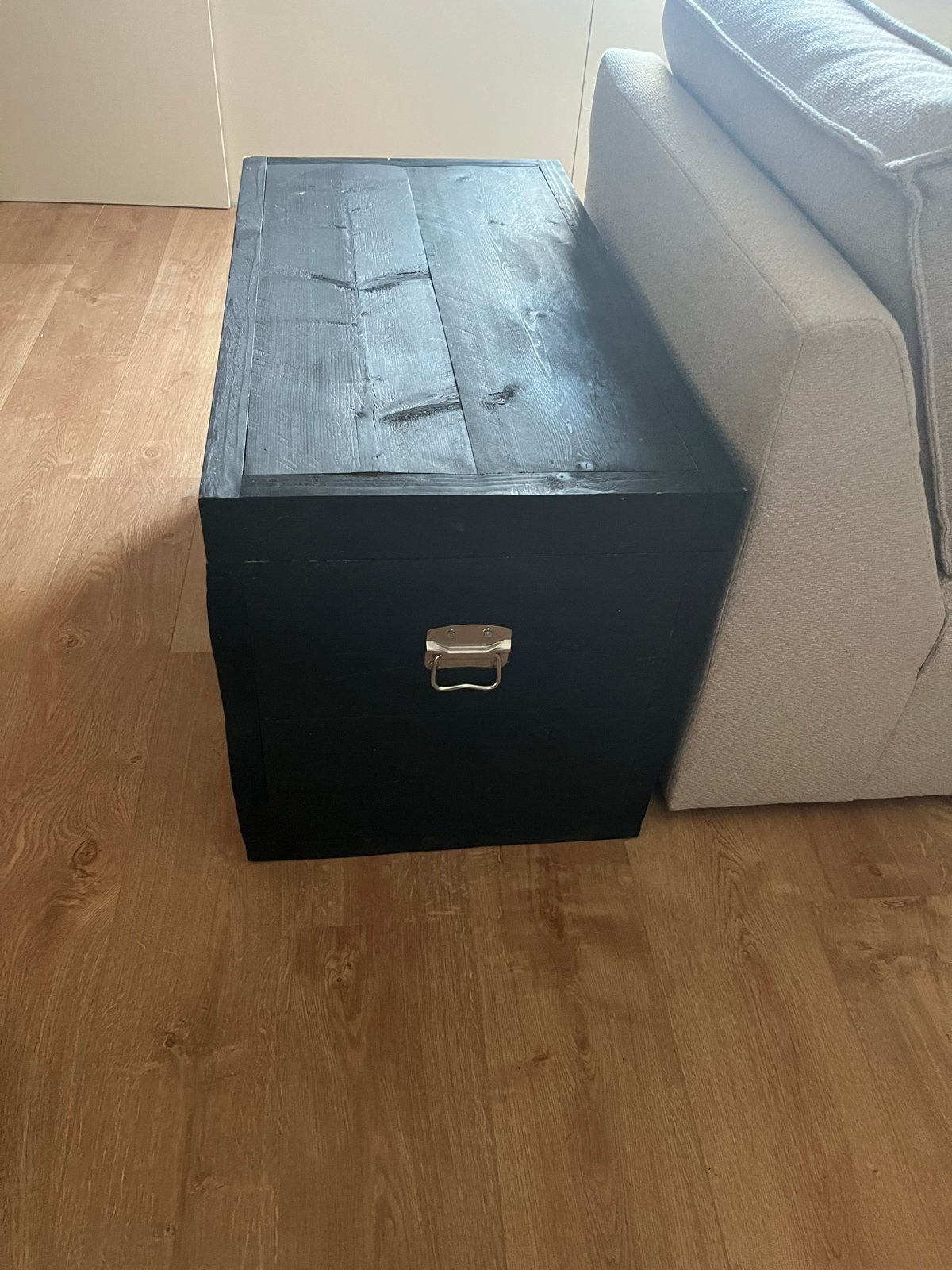 Stevige speelgoedkist/dekenkist van massief steigerhout, Ophalen, Gebruikt, Overige houtsoorten, 50 tot 100 cm
