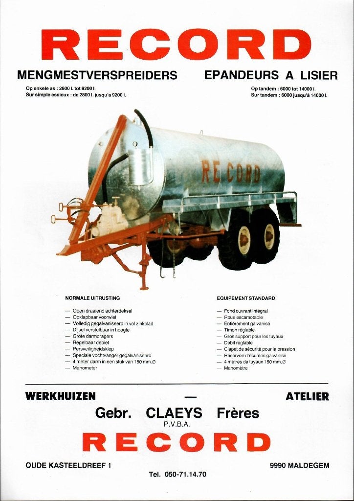 Folder RECORD giertank, Ophalen of Verzenden, Zo goed als nieuw