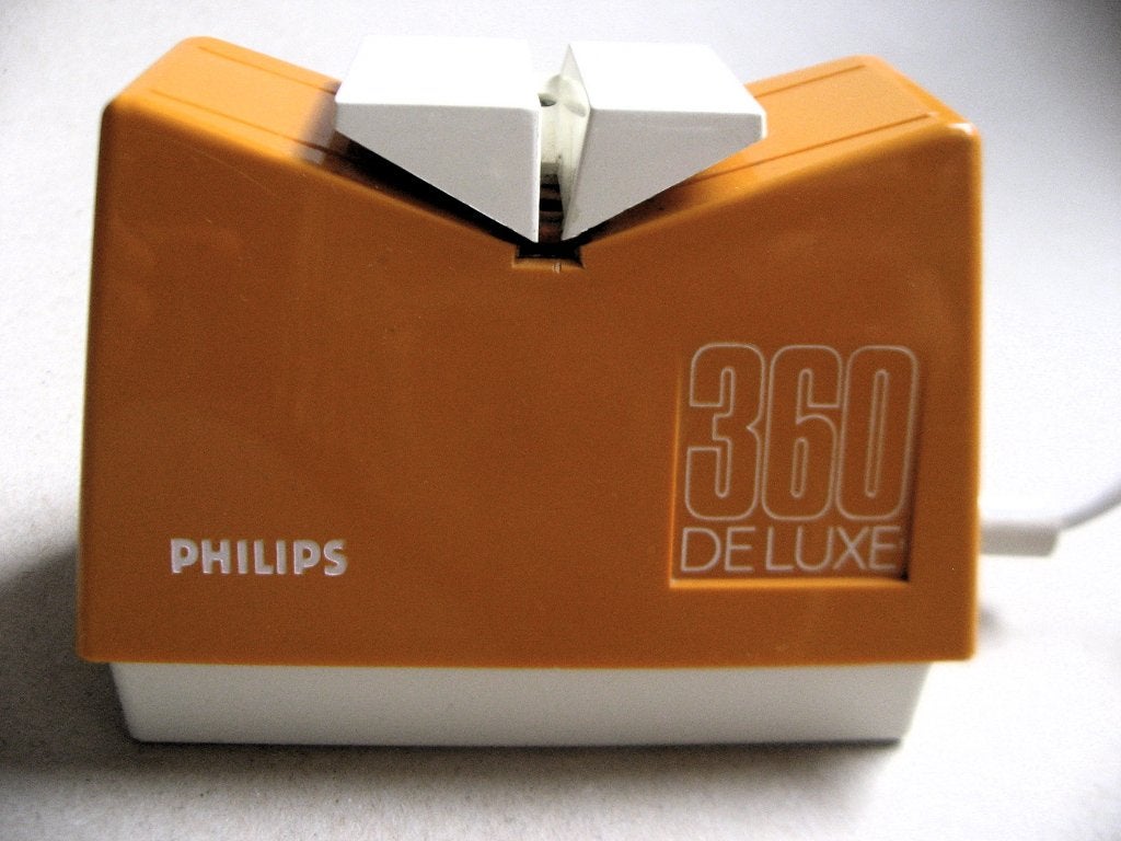 Retro oranje messenslijper Philips 360  de Luxe, jaren 70, Ophalen of Verzenden, Huis en Inrichting