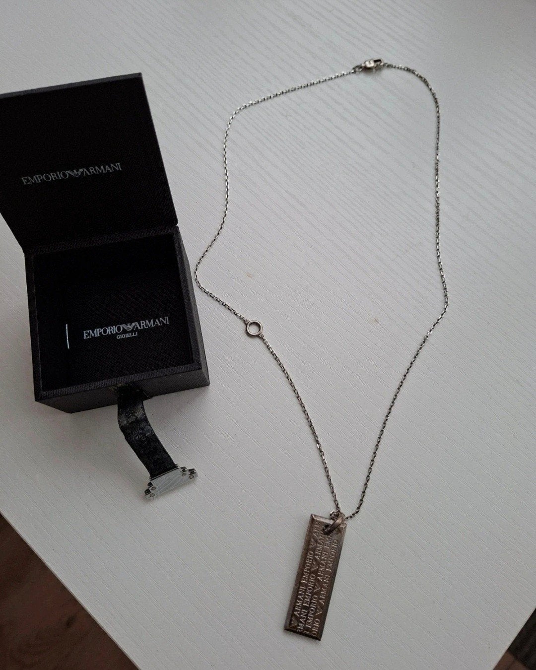 Emporio Armani ketting heren echt zilver, Sieraden, Tassen en Uiterlijk, Overige merken, Staal, Nieuw, Ophalen of Verzenden