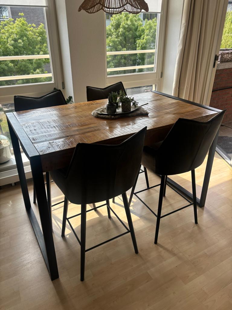 Bartafel mango hout metalen frame, Ophalen, 100 tot 150 cm, 50 tot 100 cm, Zo goed als nieuw