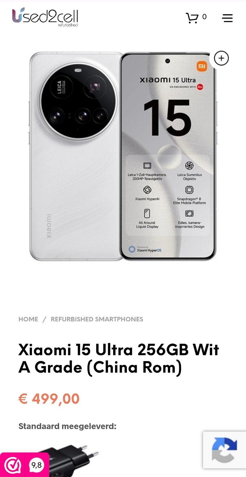 Xiaomi 15 Ultra 256GB Wit A Grade China Rom, Ophalen of Verzenden, Zo goed als nieuw, 6 megapixel of meer