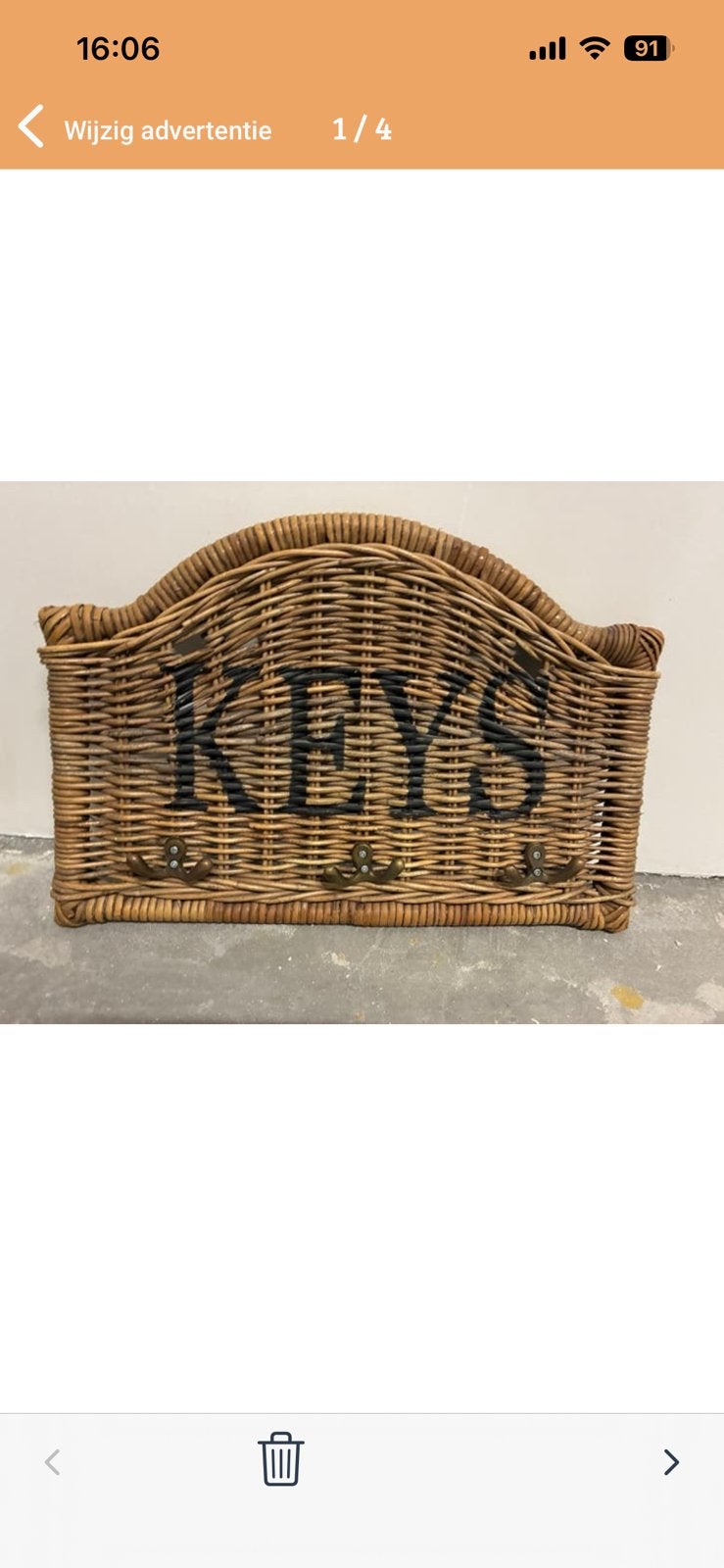 Rieten bord voor sleutelhangers, Ophalen of Verzenden, Zo goed als nieuw