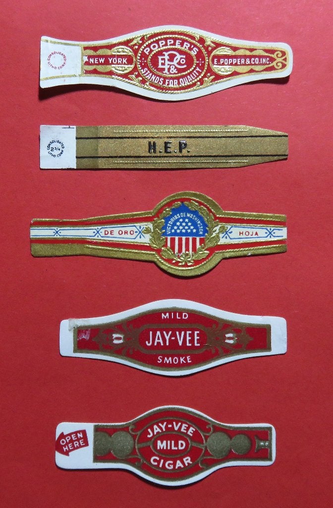 US USA Amerikaans sigarenbandje 5x, Ophalen of Verzenden, Gebruikt, Sigarenbandjes