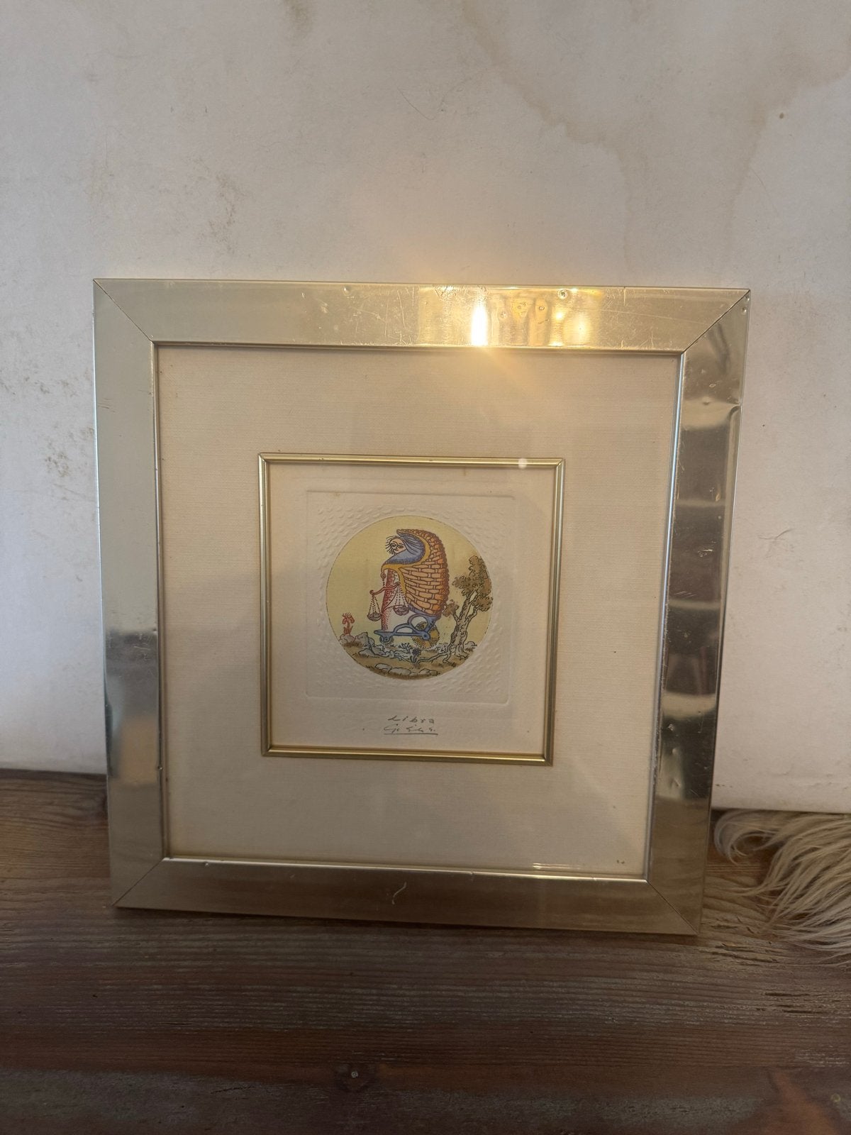 Ingelijste Ets 'Libra' - Gesigneerd, Mythologie, Ophalen of Verzenden, Gesigneerd, 1950 - 1999