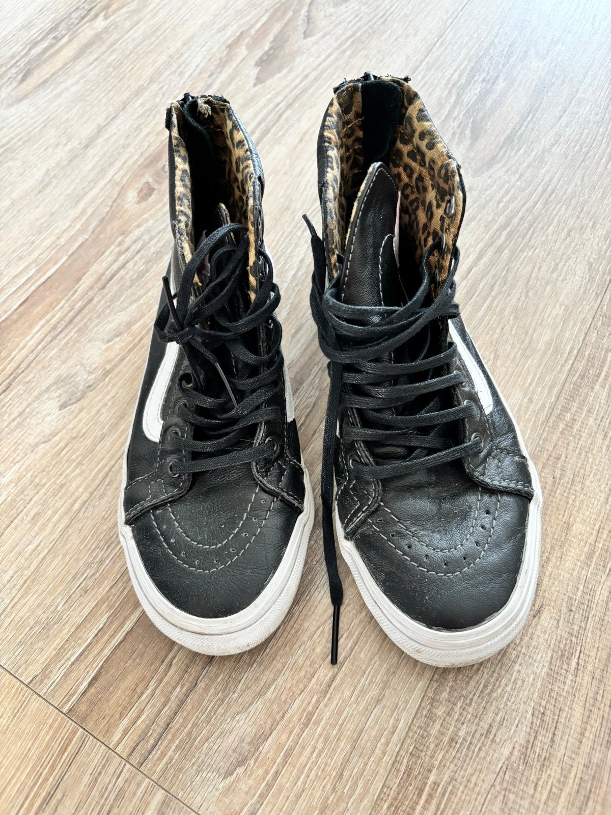 Vans Sk8-Hi sneakers zwart met luipaardprint, maat 37, Zwart, Ophalen of Verzenden, Sneakers of Gympen, Gedragen