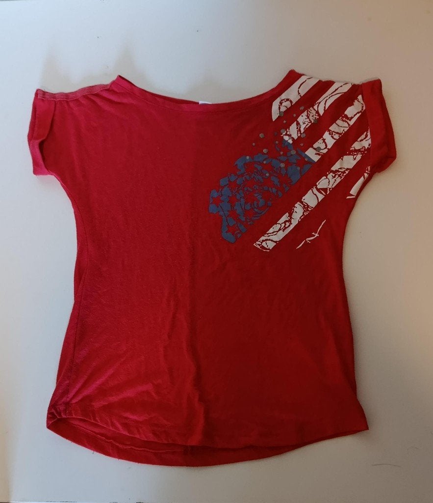 Rood T-shirt met Amerikaanse vlag print, maat 146/152, Kinderen en Baby's, Kinderkleding | Maat 146, Zeeman, Jongen of Meisje