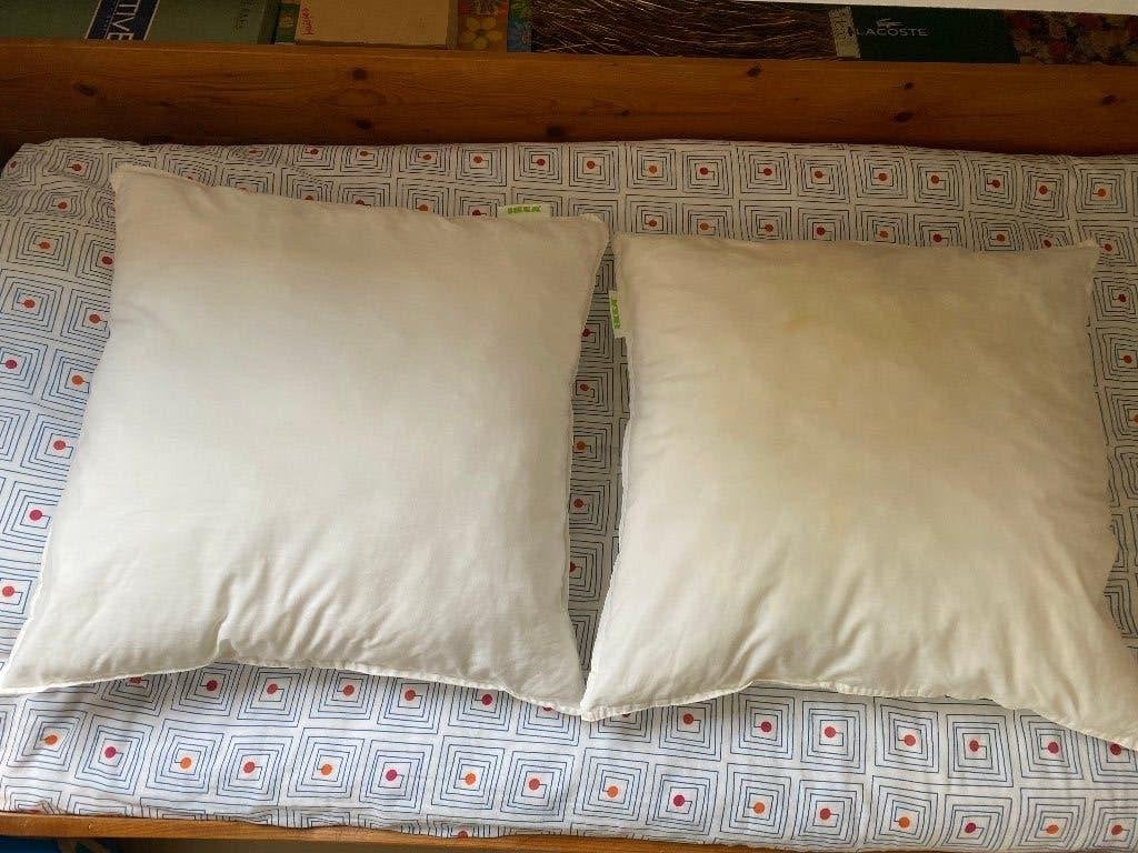 2 Witte kussens IKEA.  Groot formaat 65 x 65 cm, Gebruikt, Wit, Katoen, Tweepersoons