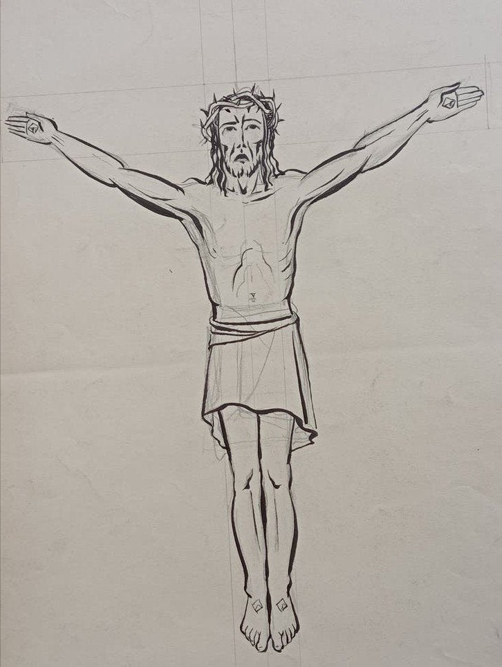 Tekening Jezus Christus Yeshua 20e eeuw, Antiek en Kunst, Ophalen of Verzenden