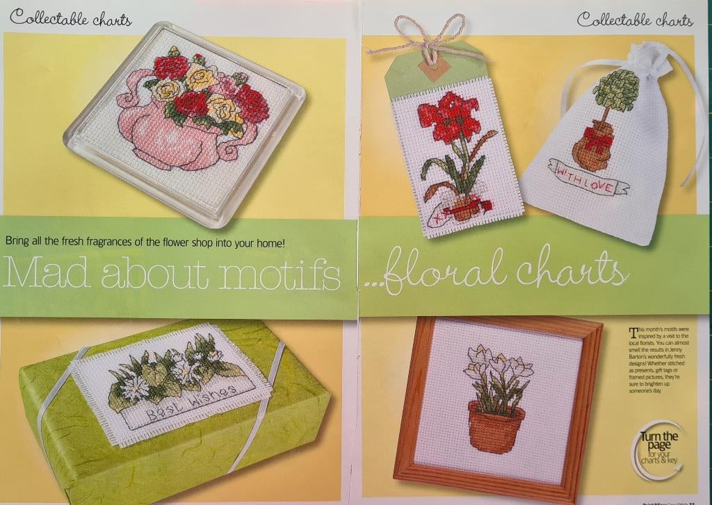 9 mooie bloemen motiefjes om te borduren, Ophalen, Nieuw, Handborduren, Patroon