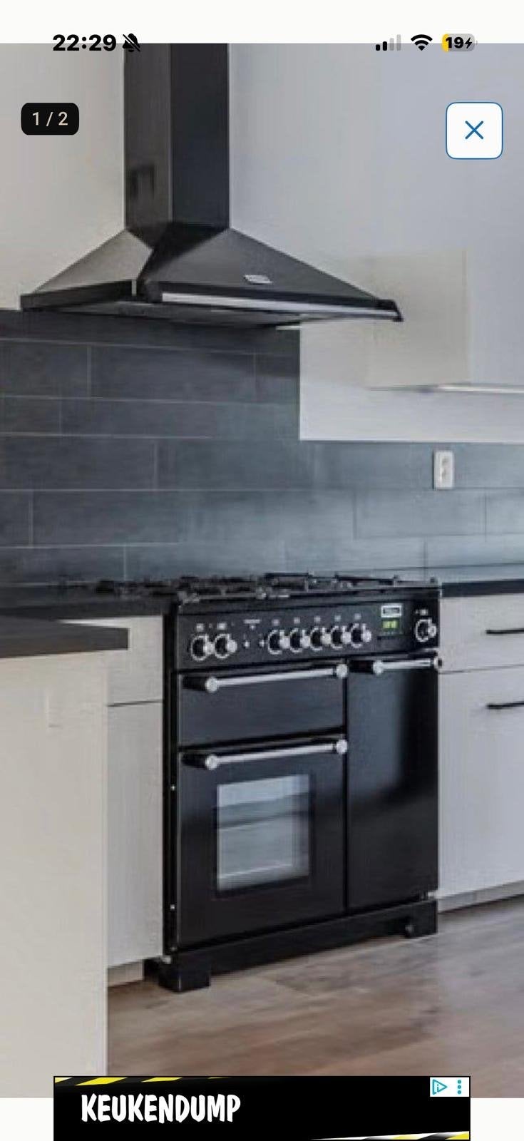Falcon Kitchener 90 Zwart Gasfornuis - Zo goed als nieuw, Witgoed en Apparatuur, Ophalen, 60 cm of meer, Grill, Zo goed als nieuw