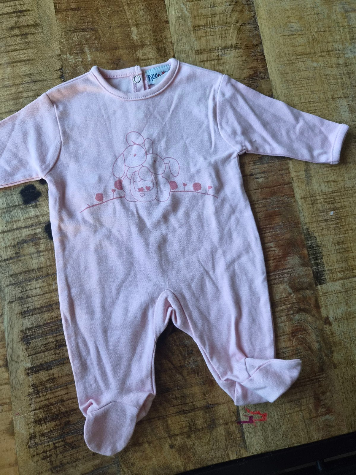 Roze romper/boxpakje met Konijntjesprint maat 62, Ophalen of Verzenden, Gebruikt, Picco Mini, Meisje