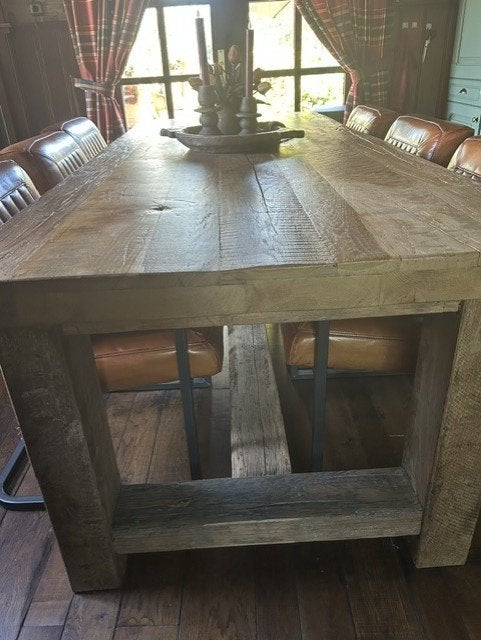 Zware massief eiken eettafel, Huis en Inrichting, Tafels | Eettafels, Ophalen, 200 cm of meer, 50 tot 100 cm, Zo goed als nieuw
