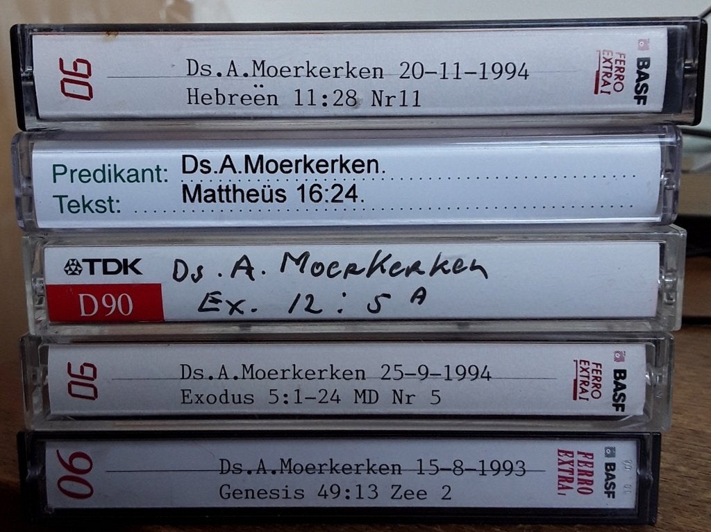 Ds. A. Moerkerken - 11 Cassettebandje preken, Cd's en Dvd's, Cassettebandjes, Gebruikt, 2 t/m 25 bandjes, Ophalen of Verzenden
