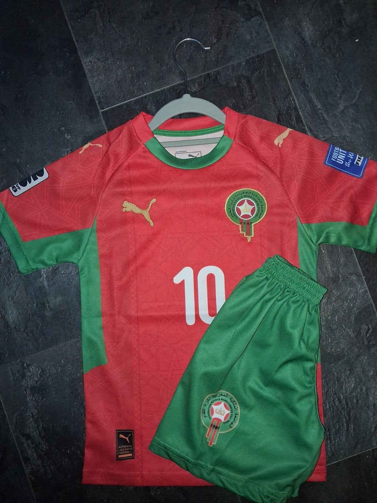 Marokko Voetbaltenue maat 110/116, Kinderen en Baby's, Kinderkleding | Maat 176, Jongen of Meisje, Wk, Nieuw, Ophalen of Verzenden