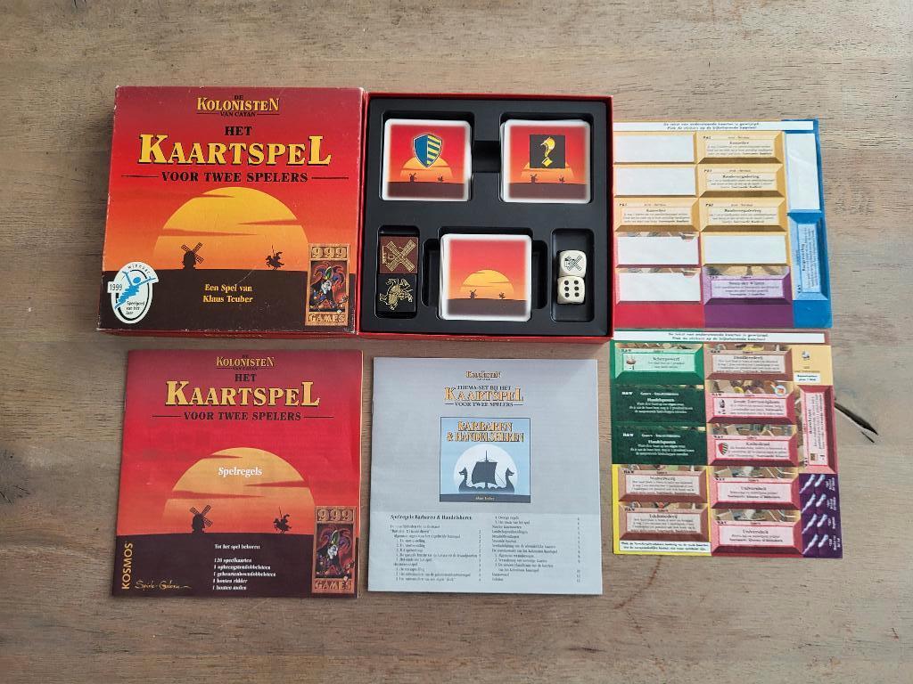 Catan kaartspel met uitbreiding barbaren en handelsheren!, Een of twee spelers, Ophalen of Verzenden, Gebruikt