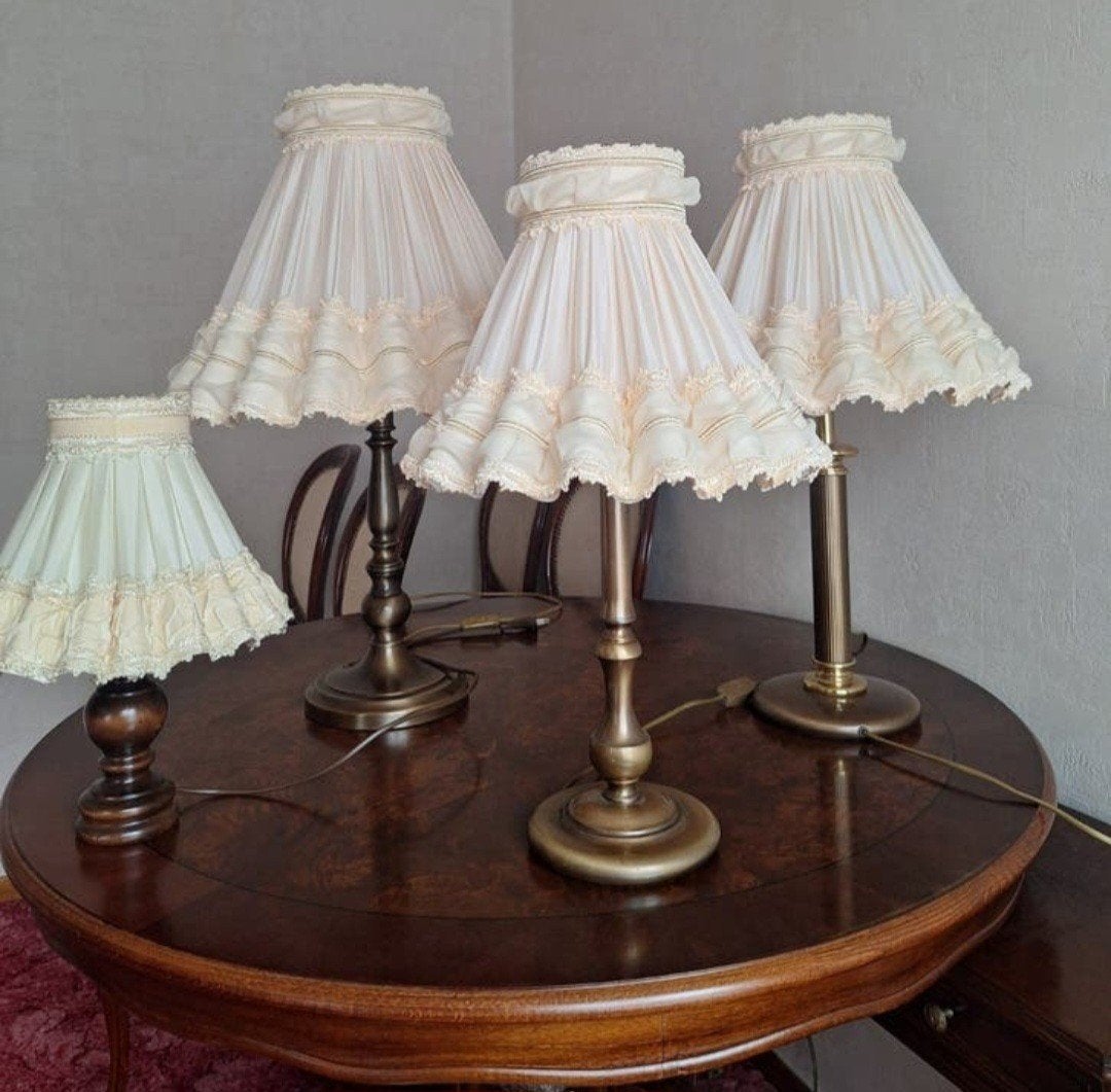 LAMPENSET - 9 DELIG, Huis en Inrichting, Lampen | Tafellampen, Beige, Ophalen, Hout