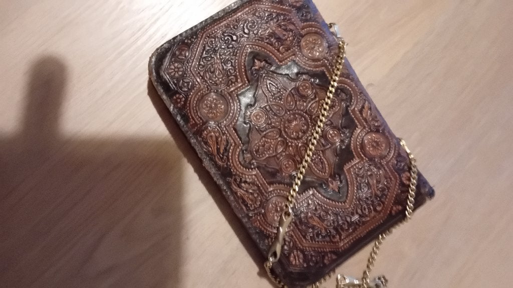 Klein oud vintage tasje met koper sluiting 22 x 15 cm, Ophalen of Verzenden, Zo goed als nieuw, Bruin