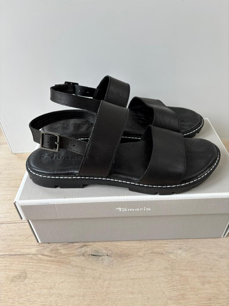 Tamaris. Zwarte sandalen, Zwart, Zo goed als nieuw, Sandalen of Muiltjes, Ophalen of Verzenden