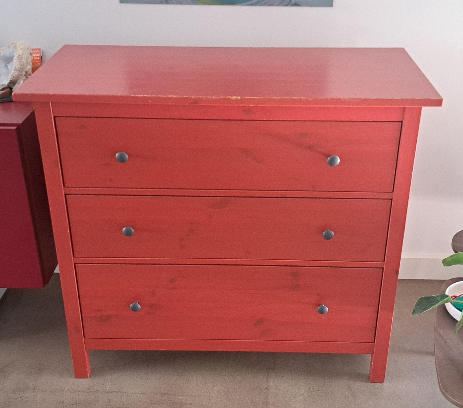 IKEA HEMNES ladekast rood - 3 lades, Ophalen, Gebruikt, 100 tot 150 cm, 3 of 4 laden