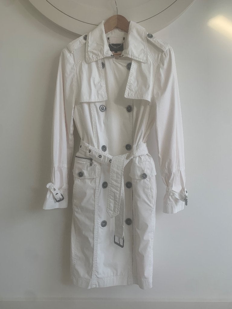 Trenchcoat, Claudia Strater 38, Maat 38/40 (M), Wit, Ophalen of Verzenden, Zo goed als nieuw