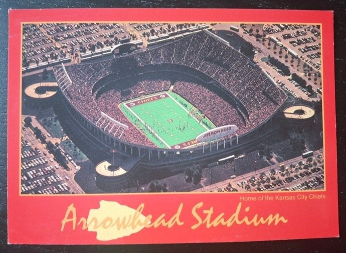 Stadion ansichtkaart Kansas City 2x, Ophalen of Verzenden, Gebruikt, Buitenlandse clubs, Poster, Plaatje of Sticker