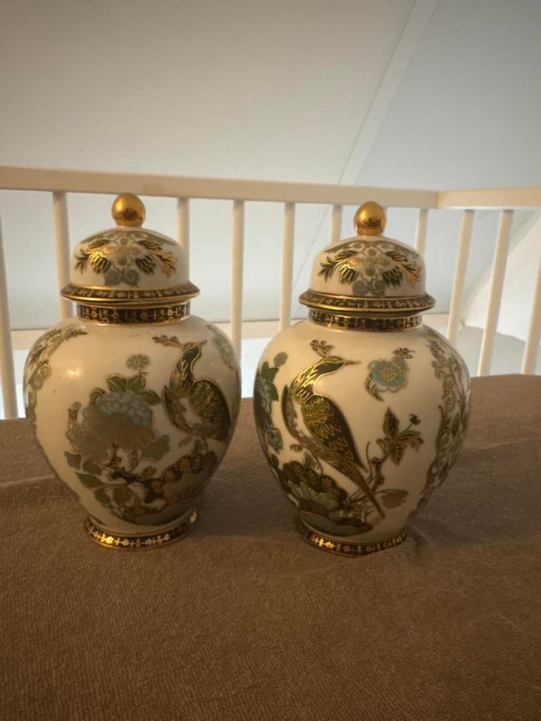 Set van 2 Imari Japanse gemberpotten met vogeldecor, Antiek en Kunst, Antiek | Vazen, Ophalen of Verzenden