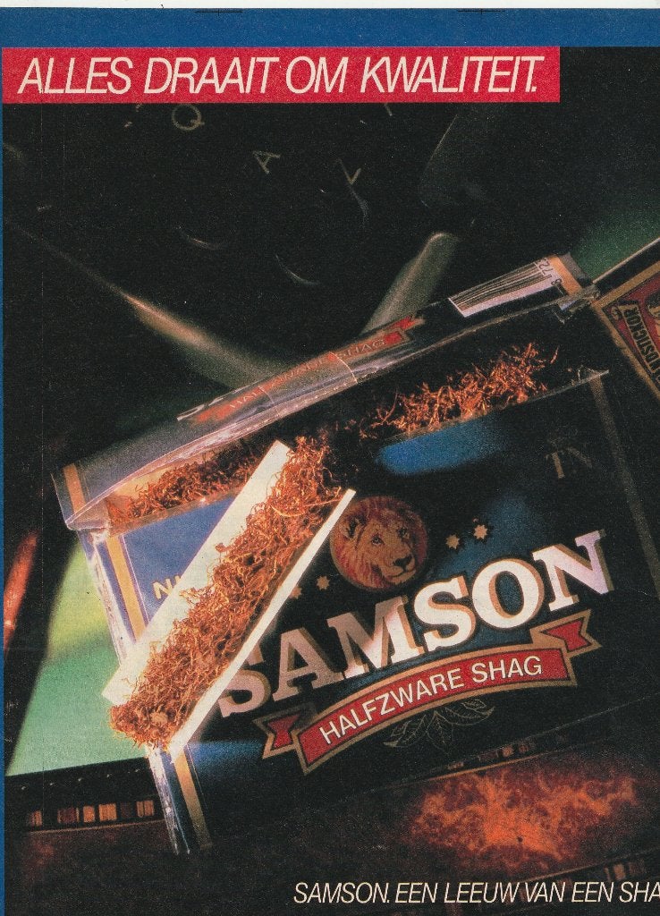 Retro reclame 1986 Samson shag alles draait om kwaliteit, Verzenden, Overige typen