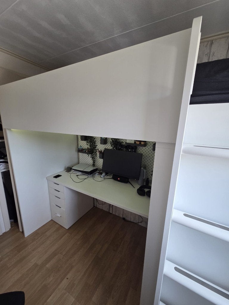 IKEA SMÅSTAD Hoogslaper met bureau en opbergruimte, Ophalen, Gebruikt, Eenpersoons, 200 cm