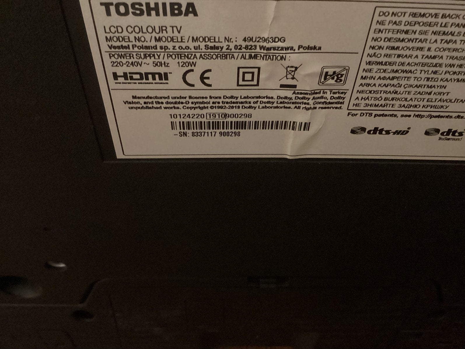 Toshiba 50 HZ LCD colour TV praktisch nieuw, Ophalen, Toshiba, 50 Hz, Zo goed als nieuw