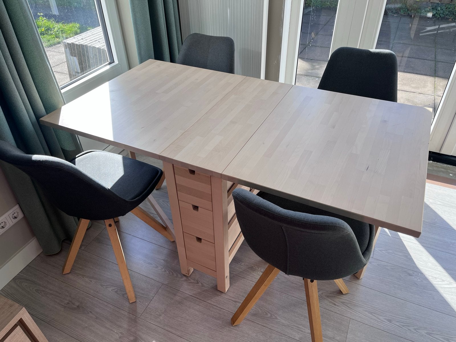 IKEA NORDEN Klaptafel incl 4 stoelen - eettafel, bureau, Ophalen, Gebruikt, 4 tot 6 stoelen