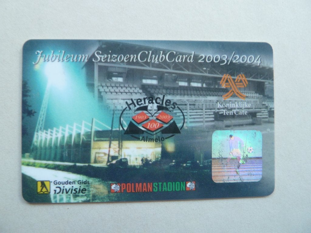 Jubileum Seizoenclubcard Heracles2003/2004 Lichtblauwe kant, Ophalen of Verzenden, Zo goed als nieuw, Overige binnenlandse clubs
