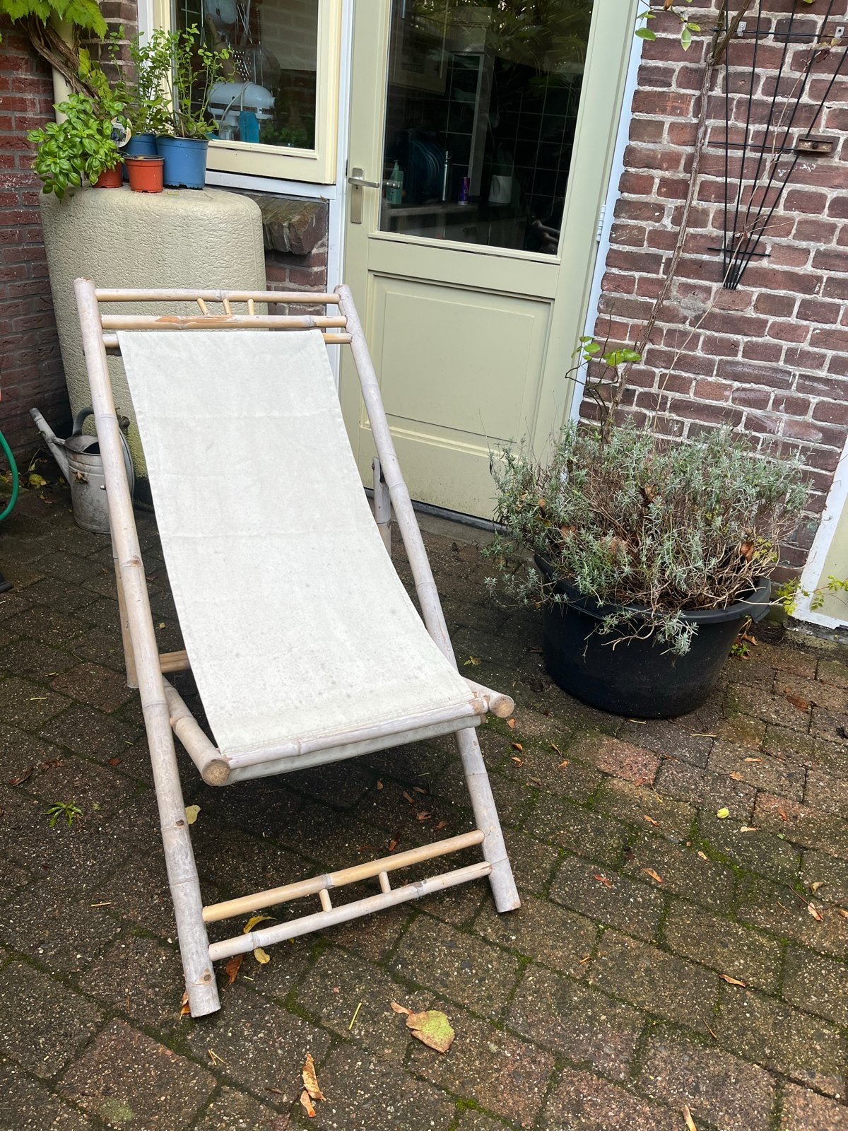 Bamboe strandstoel / ligstoel, Tuin en Terras, Ophalen of Verzenden, Gebruikt, Overige materialen, Inklapbaar